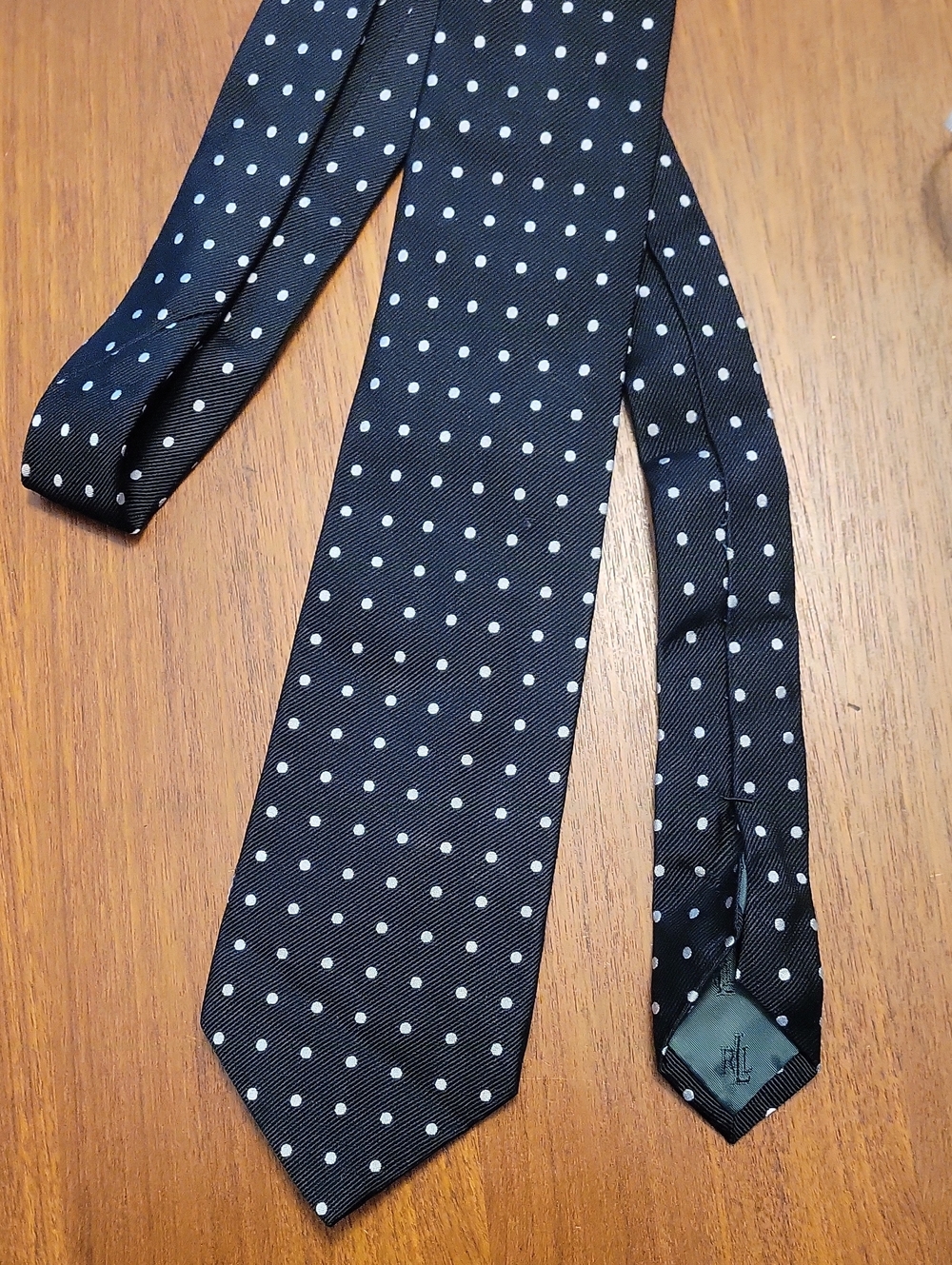 Ralph Lauren Black Tie with White Polka Dots